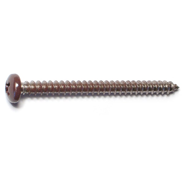 Midwest Fastener Sheet Metal Screw, #8 x 2 in, Painted 18-8 Stainless Steel Pan Head Phillips Drive, 12 PK 69525 - main